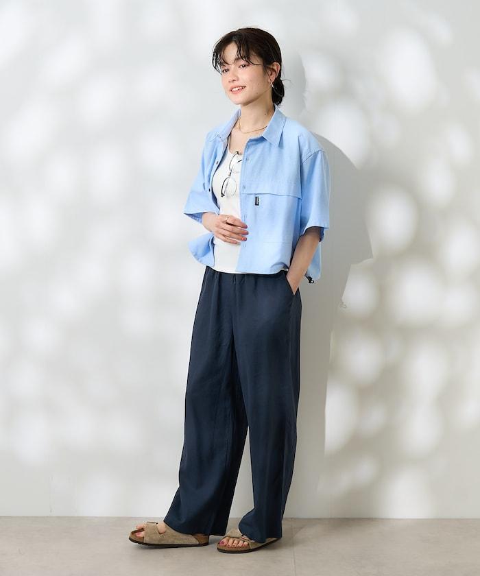 亞麻混紡 寬鬆 休閒褲<可搭配套裝>