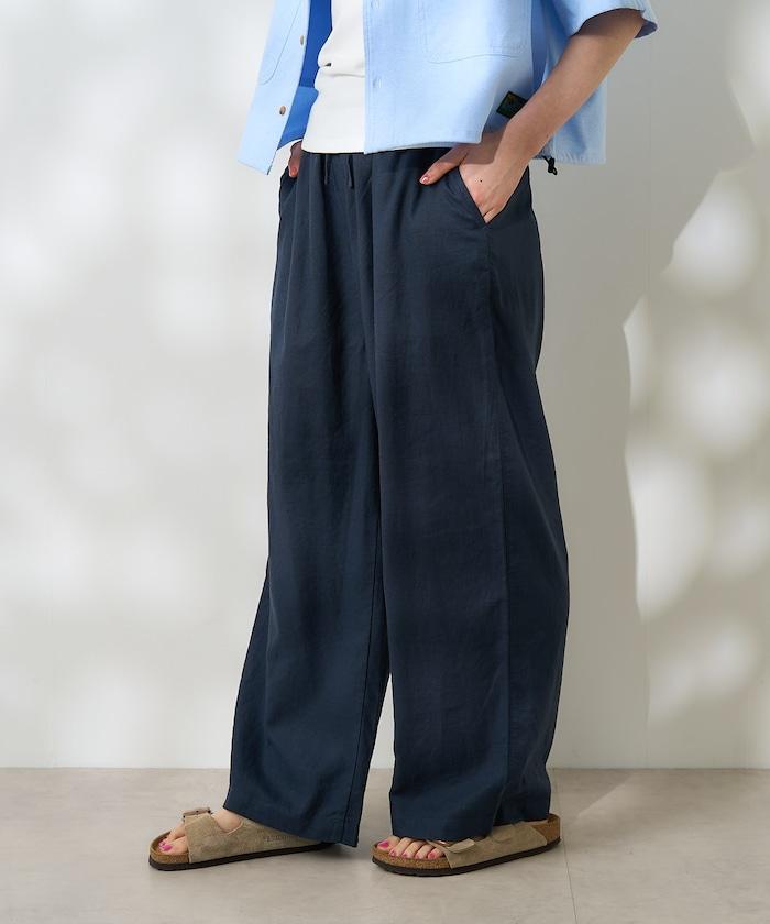 亞麻混紡 寬鬆 休閒褲<可搭配套裝>