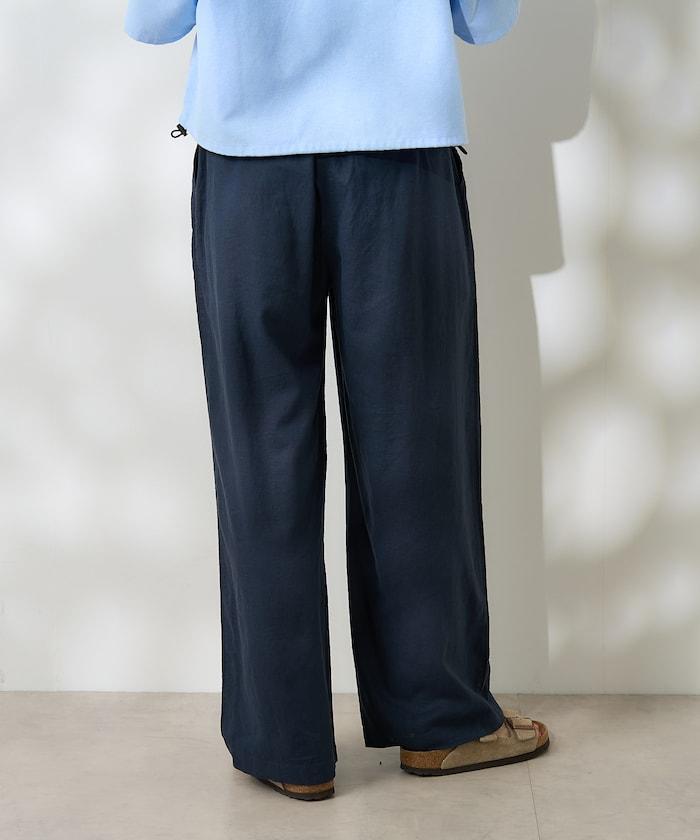 亞麻混紡 寬鬆 休閒褲<可搭配套裝>