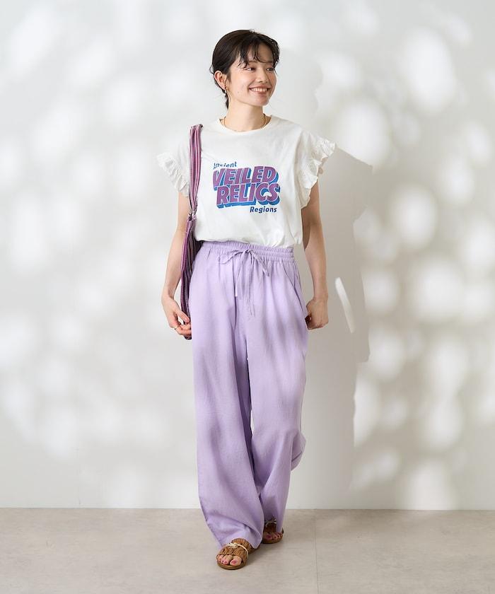 亞麻混紡 寬鬆 休閒褲<可搭配套裝>