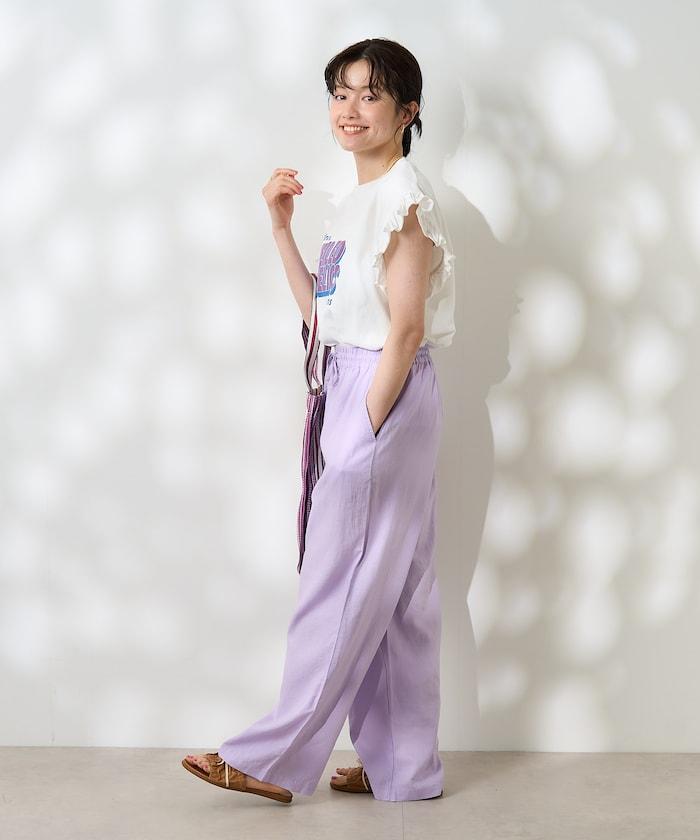 亞麻混紡 寬鬆 休閒褲<可搭配套裝>