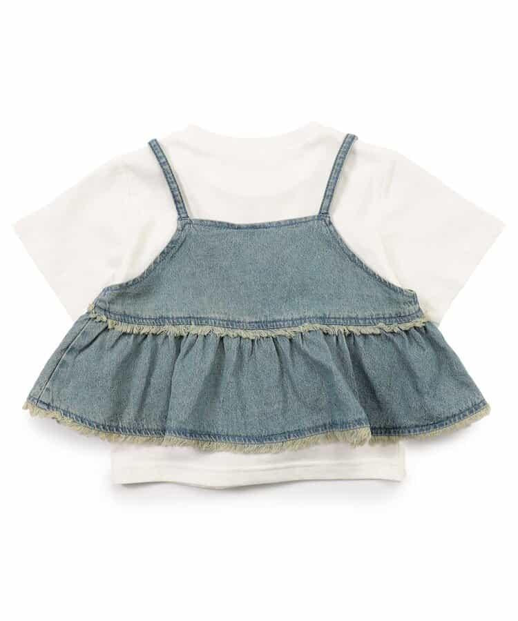 【連衣裙】牛仔背心兩件套印花襯衫