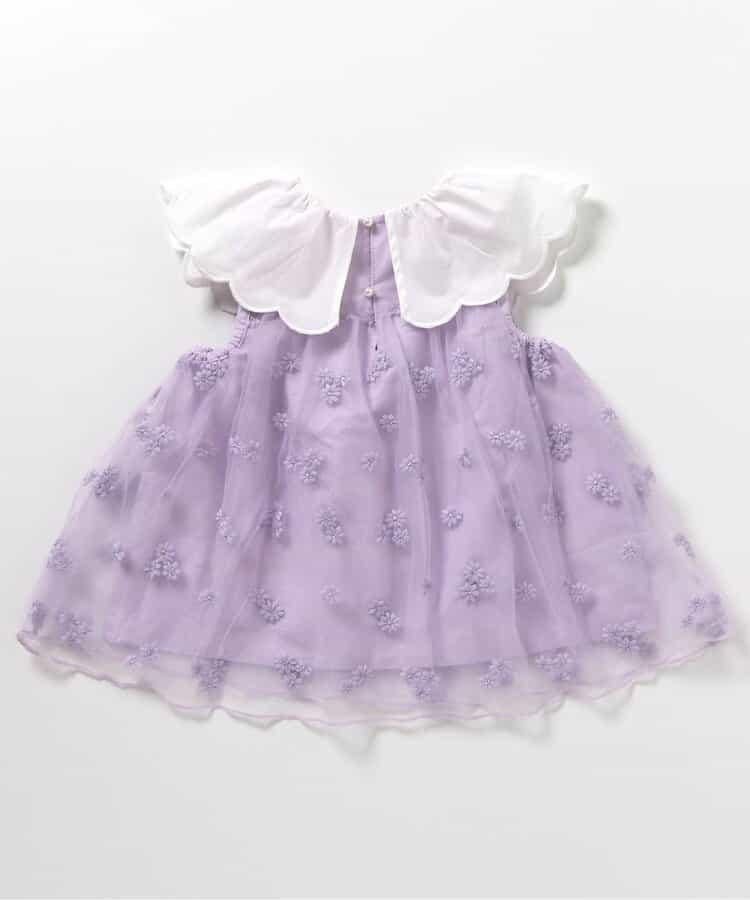 荷葉領蕾絲刺繡連衣裙