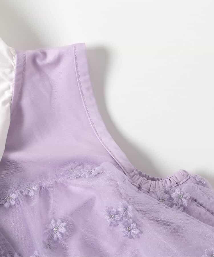 荷葉領蕾絲刺繡連衣裙