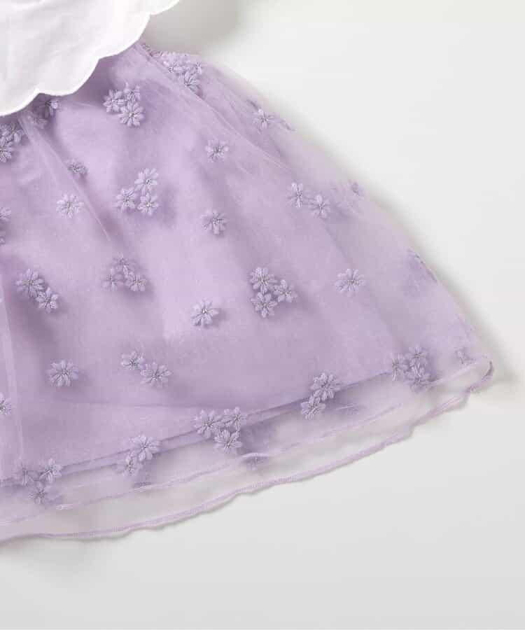 荷葉領蕾絲刺繡連衣裙