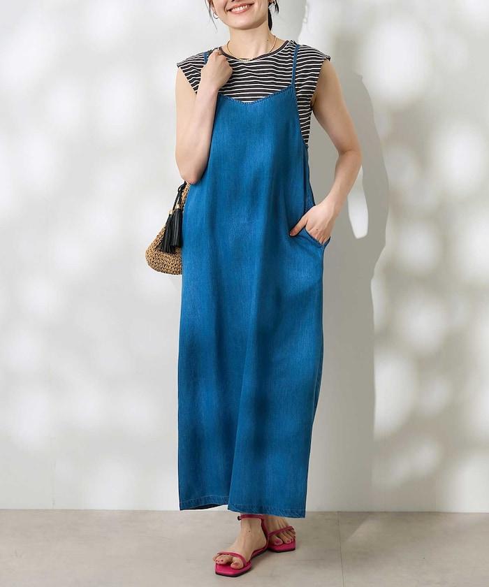 【套裝商品】亞麻粘膠 女士吊帶連衣裙 內搭套裝