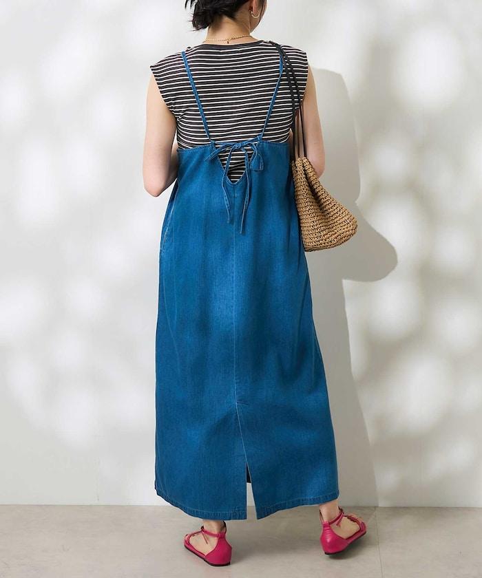 【套裝商品】亞麻粘膠 女士吊帶連衣裙 內搭套裝