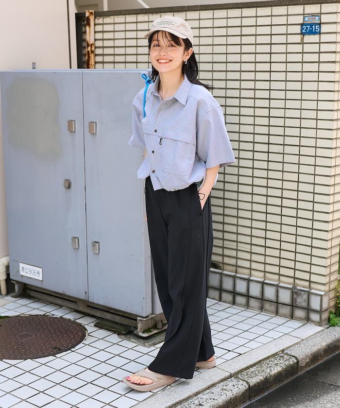 <接觸冷感> 夏季 粘合 曲線寬鬆褲