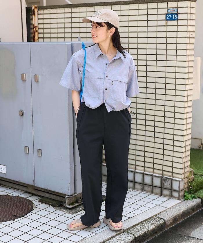 <接觸冷感> 夏季 粘合 曲線寬鬆褲