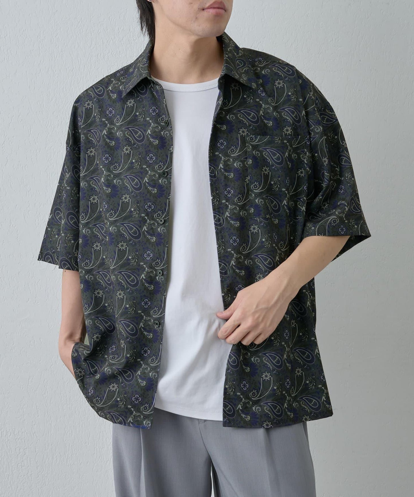 paisley圖案短袖襯衫