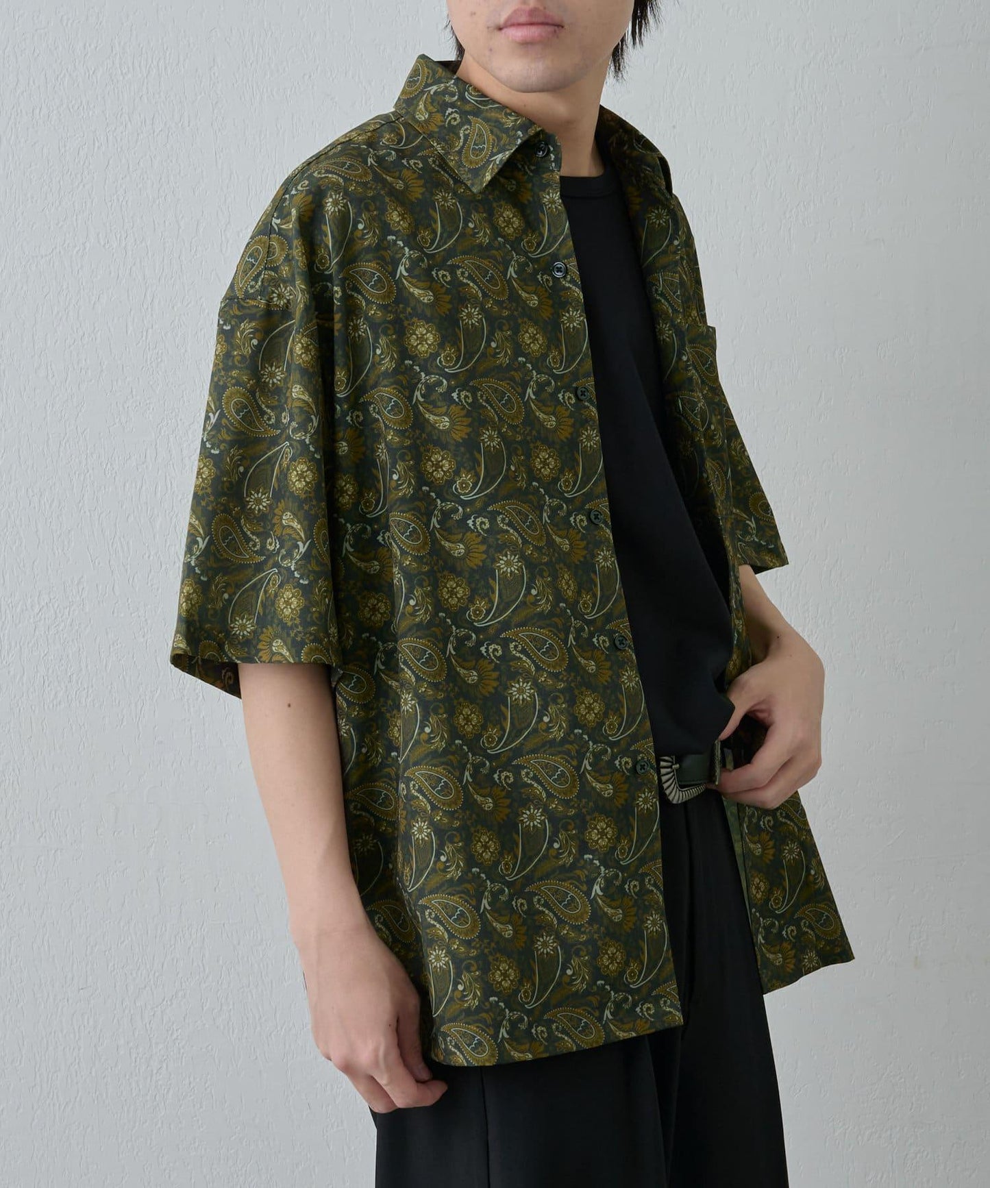 paisley圖案短袖襯衫