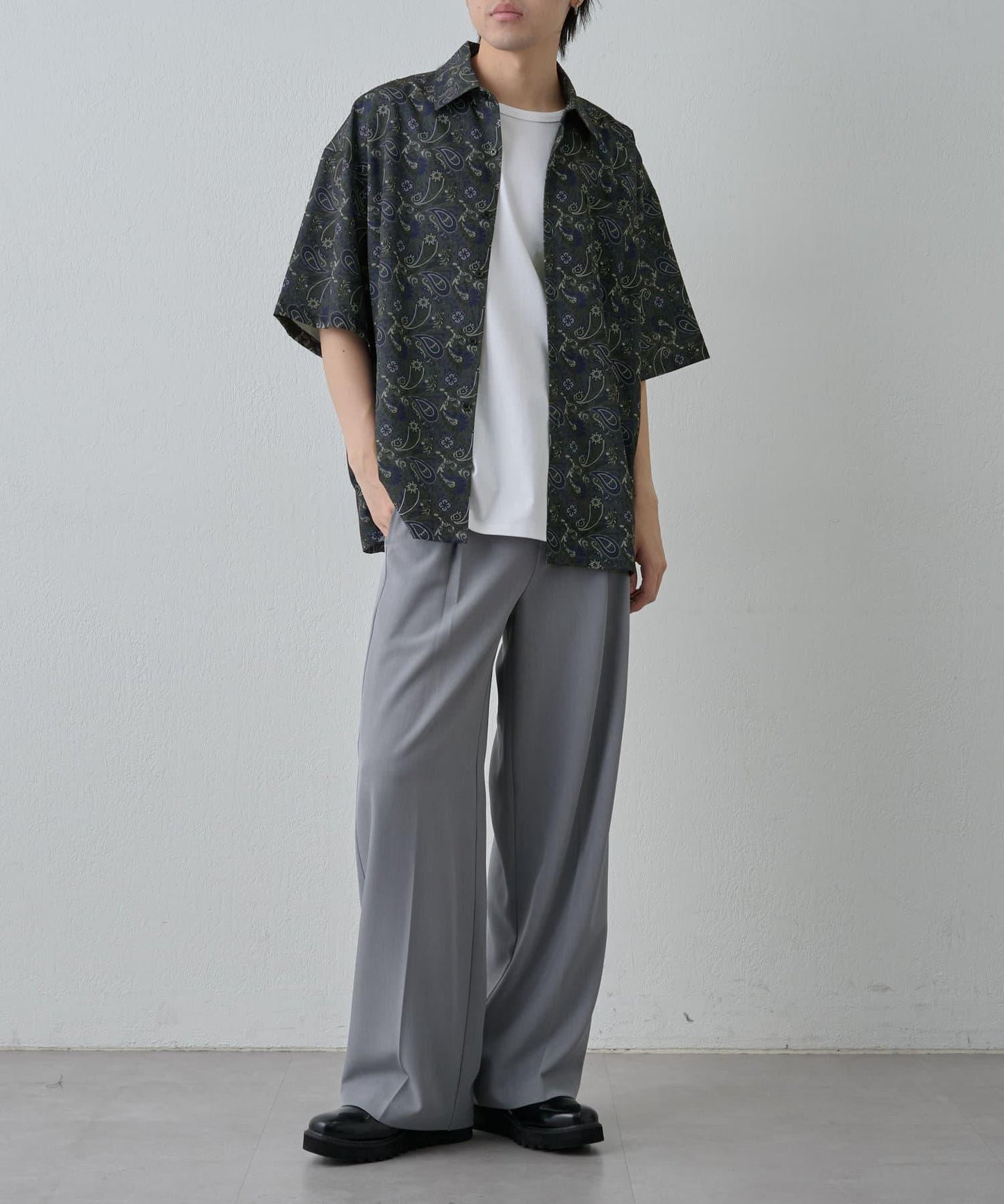 paisley圖案短袖襯衫