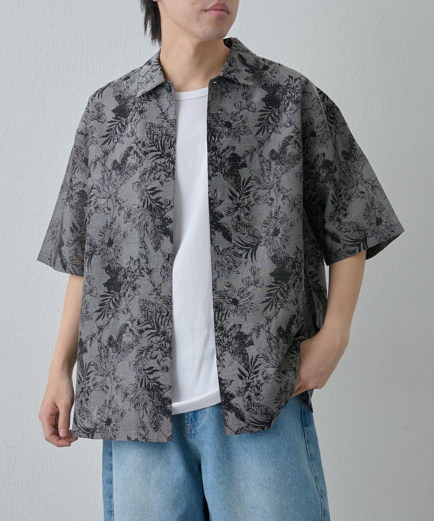 人造花短袖襯衫