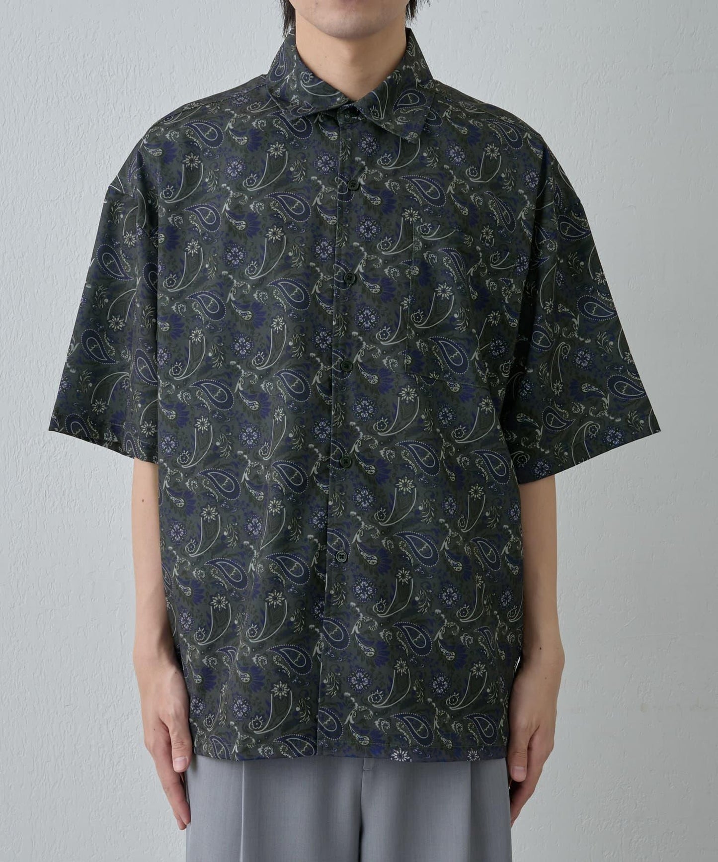paisley圖案短袖襯衫