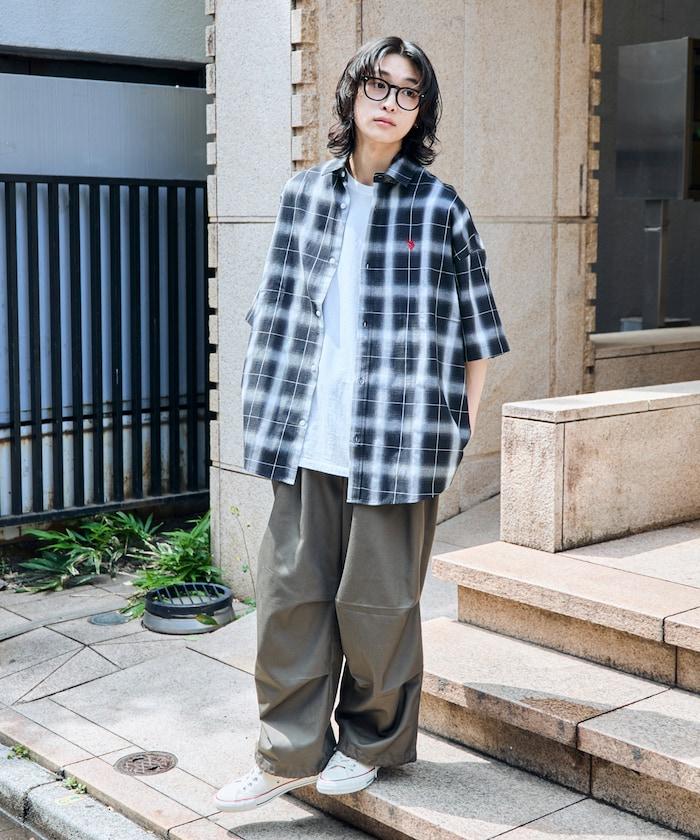 聯名 一點刺繡格子短袖襯衫