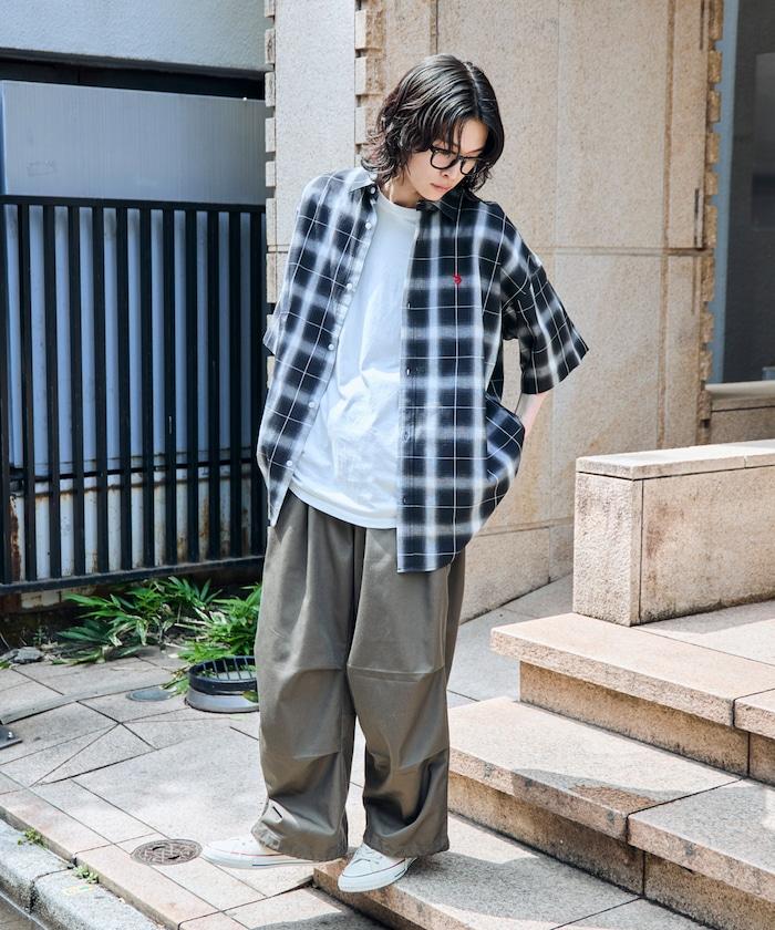 聯名 一點刺繡格子短袖襯衫