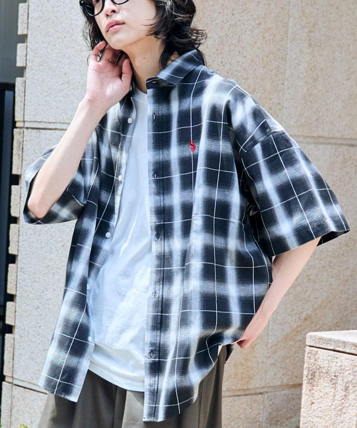 聯名 一點刺繡格子短袖襯衫