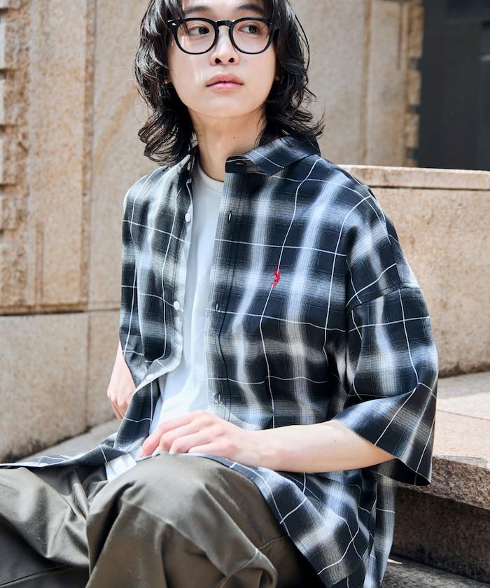 聯名 一點刺繡格子短袖襯衫