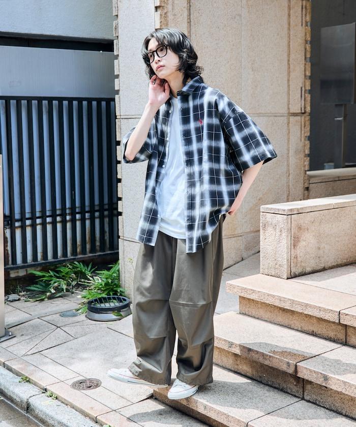 聯名 一點刺繡格子短袖襯衫