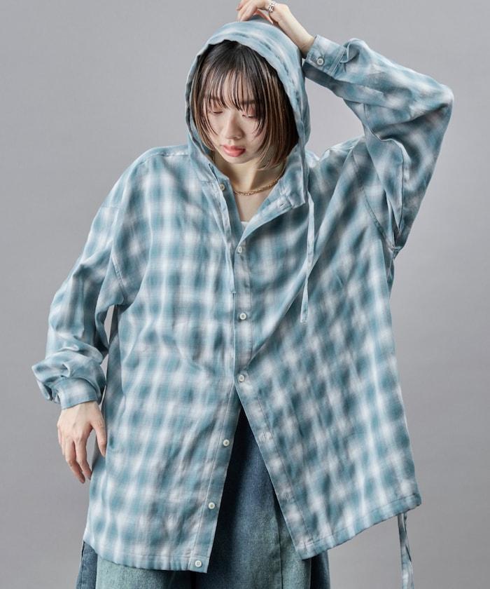 漸變格子連帽襯衫