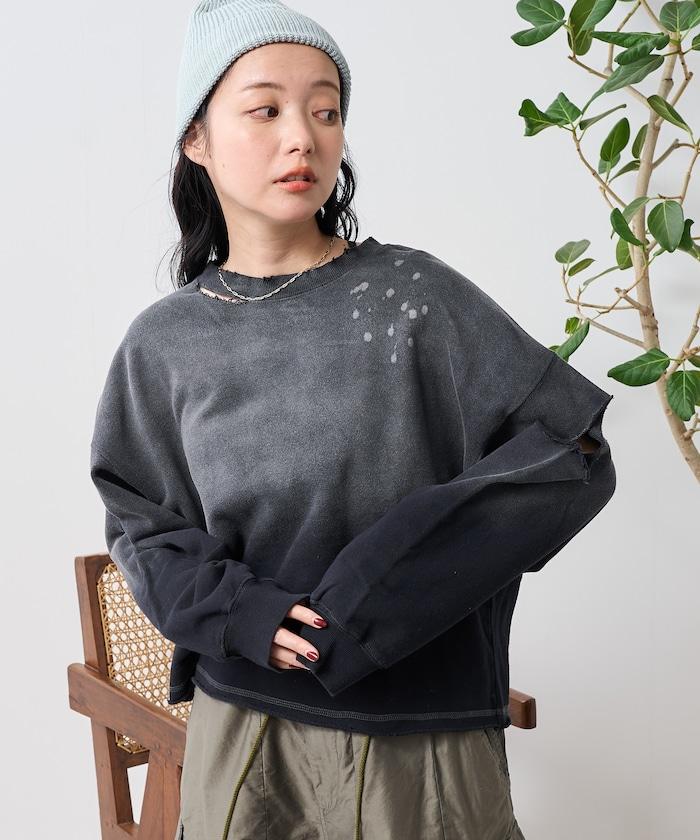 粉末漂白 剪裁開衩衛衣