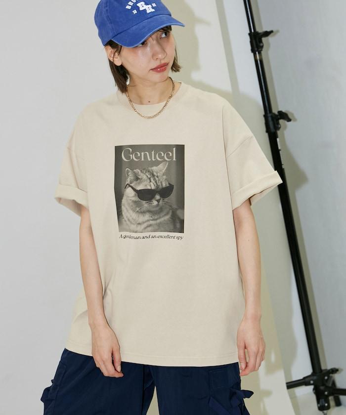 "Genteel"貓 動物印花T恤