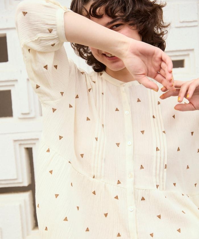 印度 幾何學 刺繡襯衫<套裝搭配款>