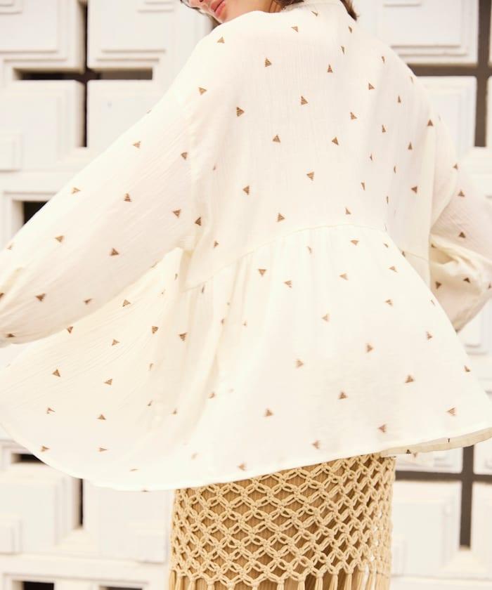 印度 幾何學 刺繡襯衫<套裝搭配款>