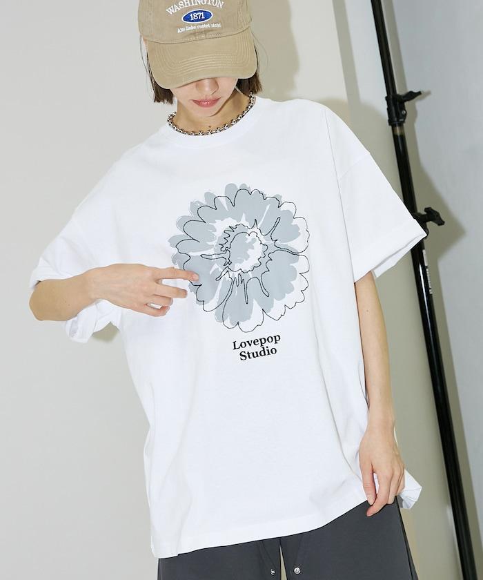 Lovepop studio 花朵刺繡印花T恤