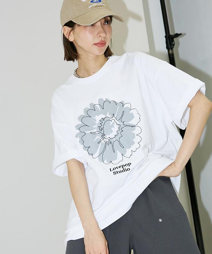 Lovepop studio 花朵刺繡印花T恤