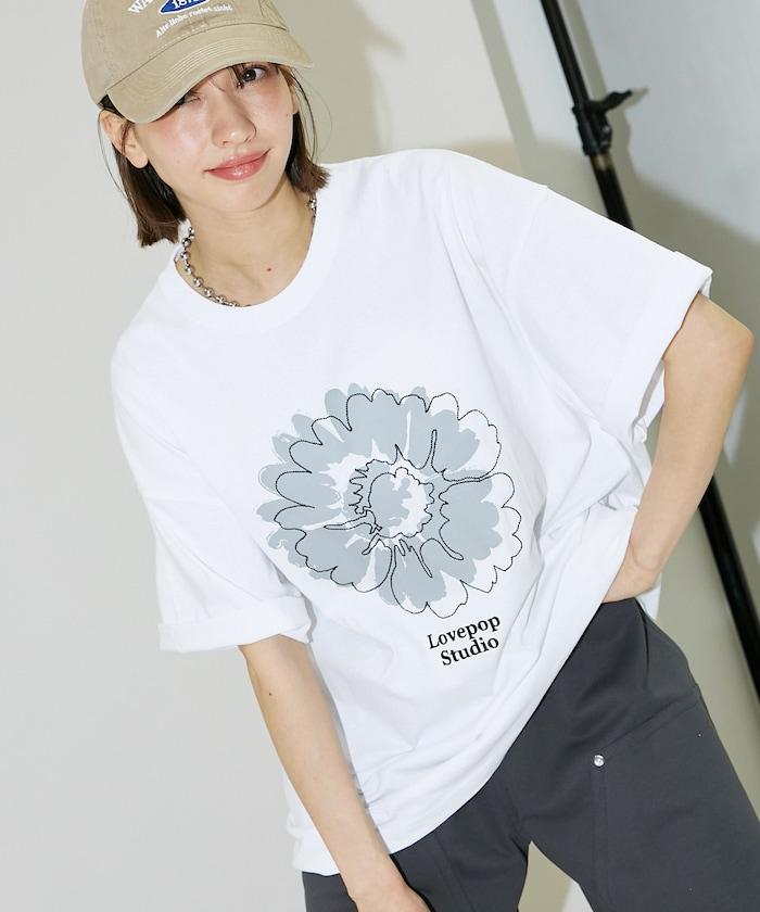 Lovepop studio 花朵刺繡印花T恤