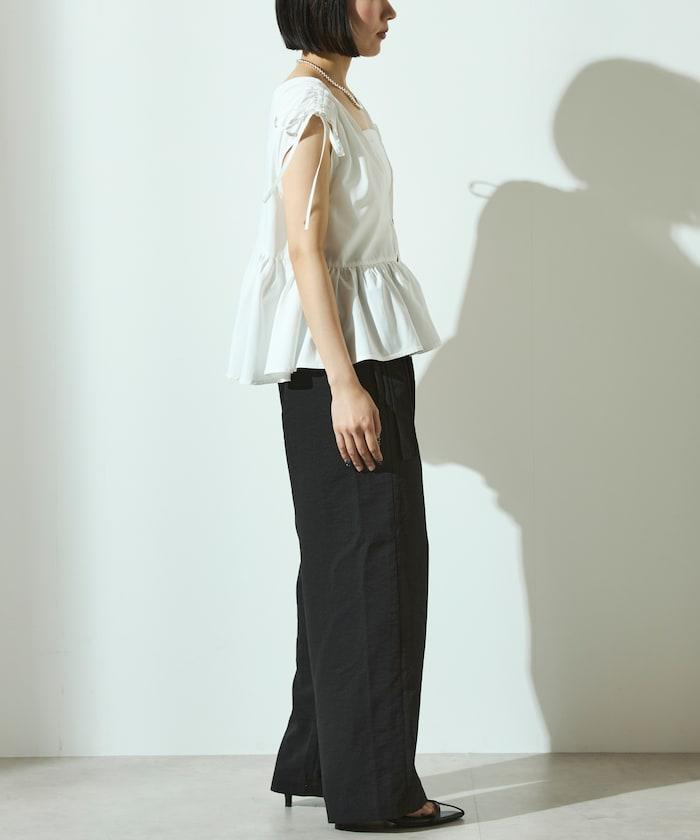 亞麻風 飄逸褲 / 寬鬆剪裁 飄逸褲