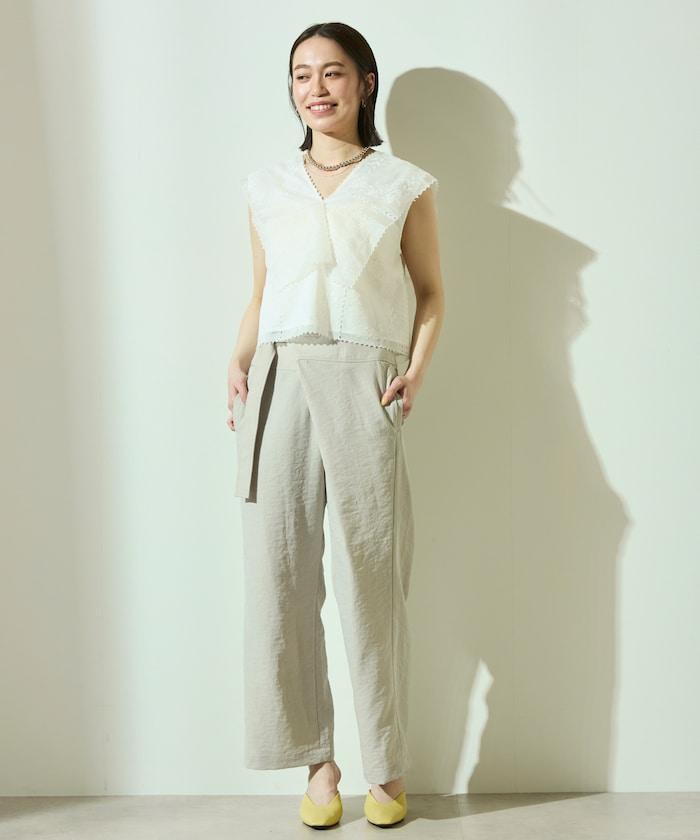 亞麻風 飄逸褲 / 寬鬆剪裁 飄逸褲