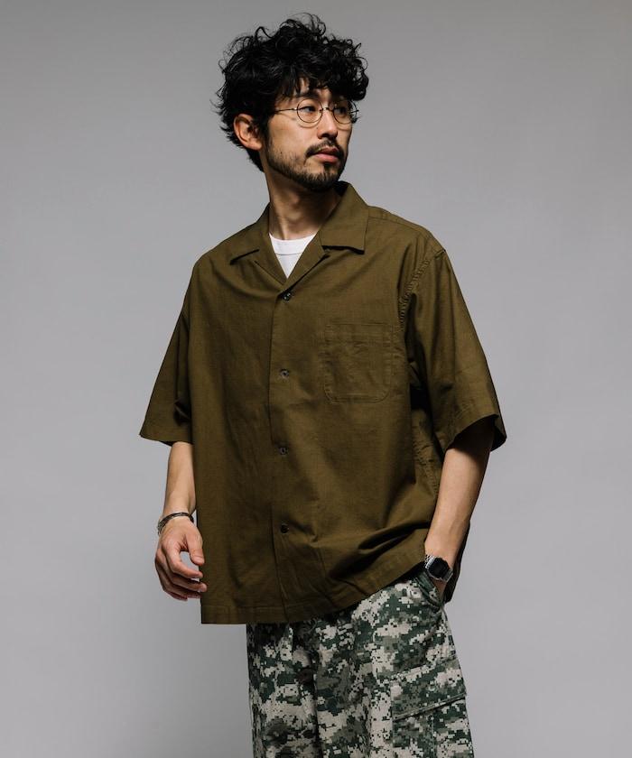 聯名重 棉麻 開領 短袖襯衫