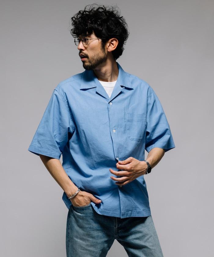 聯名重 棉麻 開領 短袖襯衫