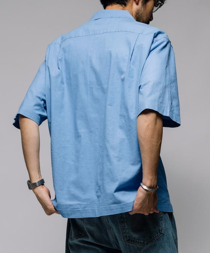 聯名重 棉麻 開領 短袖襯衫