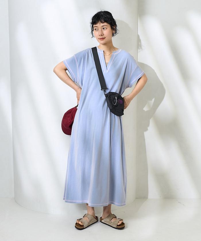 <接觸冷感>混紡立領連衣裙