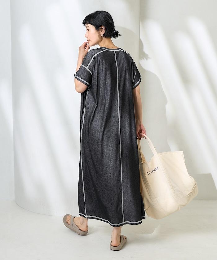 <接觸冷感>混紡立領連衣裙