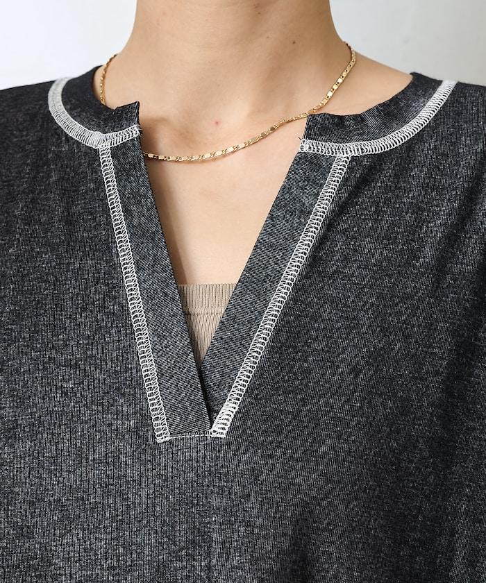 <接觸冷感>混紡立領連衣裙