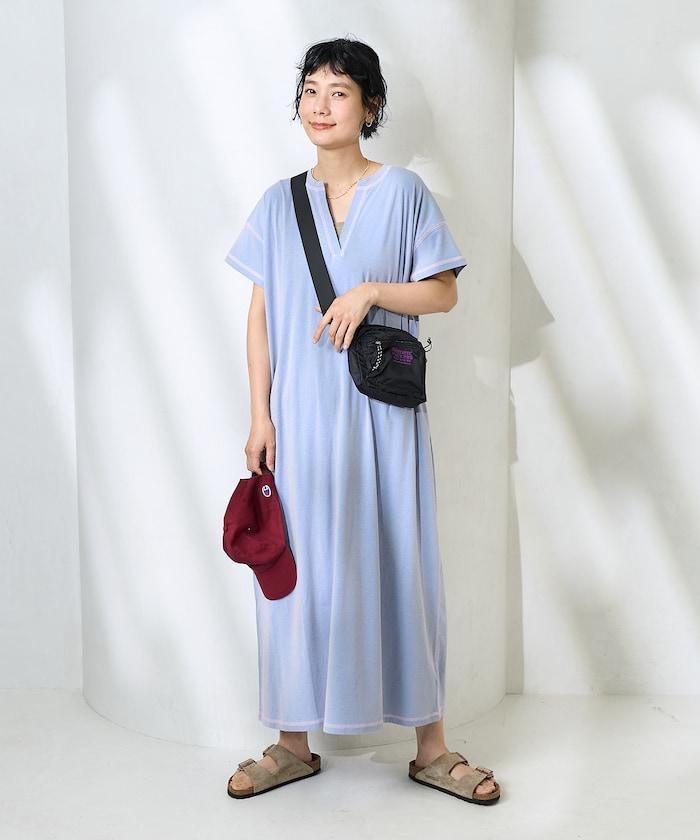 <接觸冷感>混紡立領連衣裙