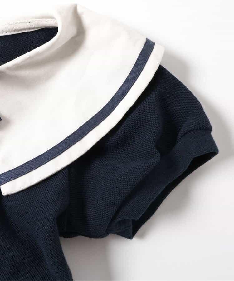 小熊水手領拼接連衣裙