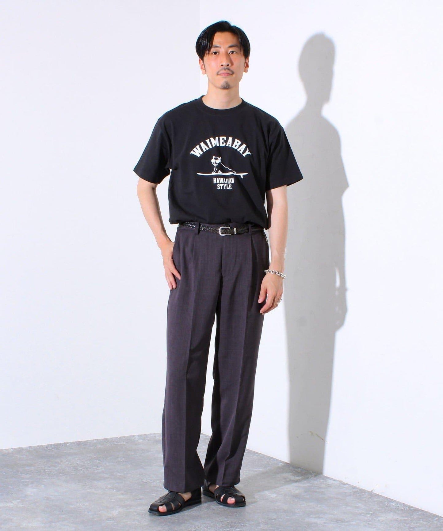 【GLOSTER】折褶設計 乾爽面料 寬鬆直筒 西褲褲裝