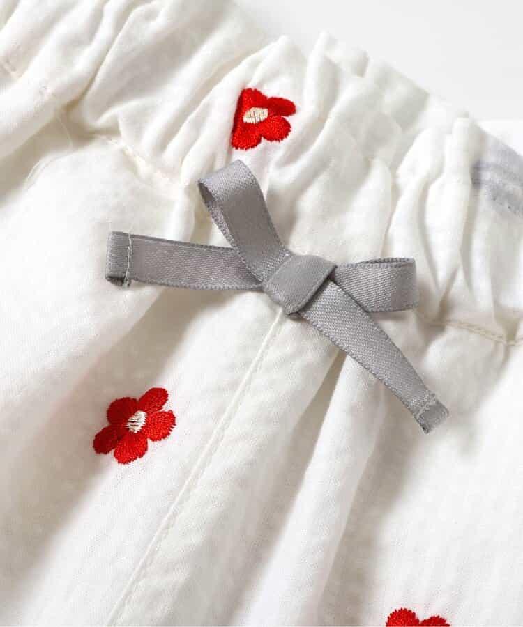 草莓花卉圖案刺繡短褲 短款