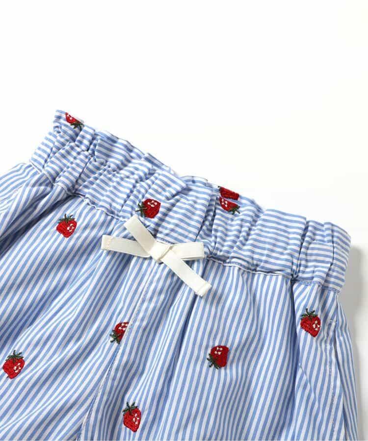 草莓花卉圖案刺繡短褲 短款