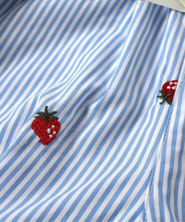草莓花卉圖案刺繡短褲 短款