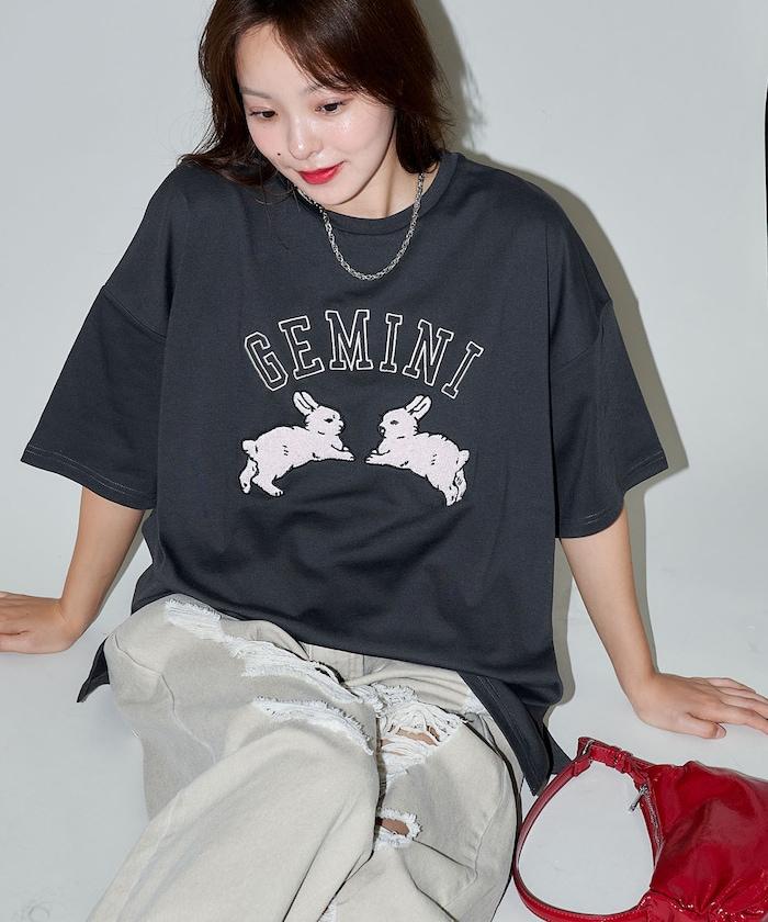 兔子 相良刺繡oversize T恤