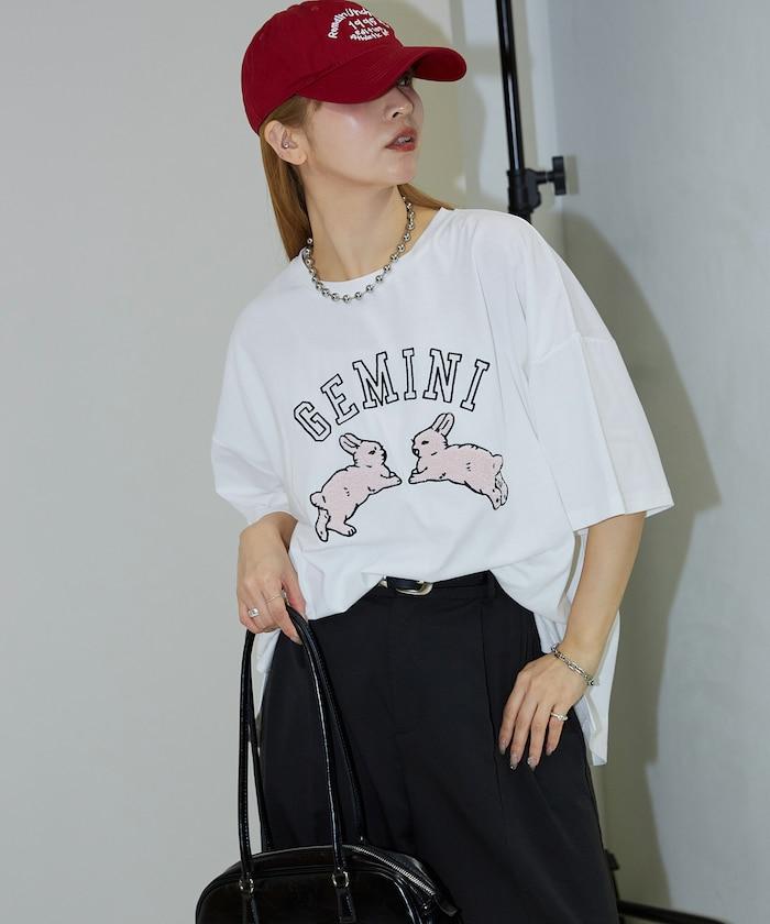 兔子 相良刺繡oversize T恤