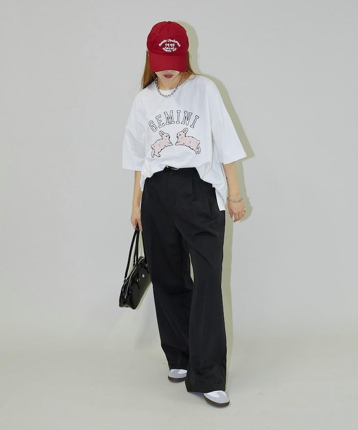 兔子 相良刺繡oversize T恤