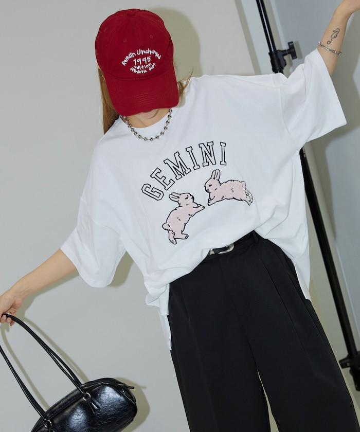 兔子 相良刺繡oversize T恤