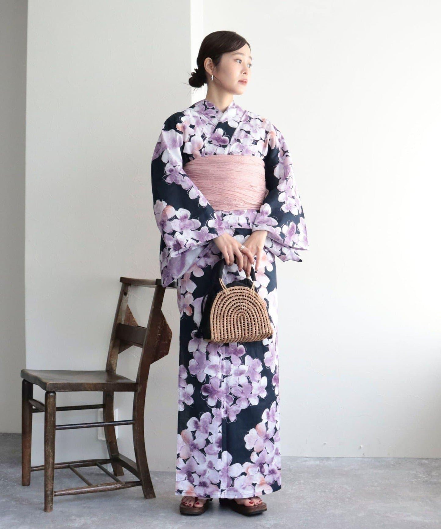 【限定/全3色】花紋浴衣2件套